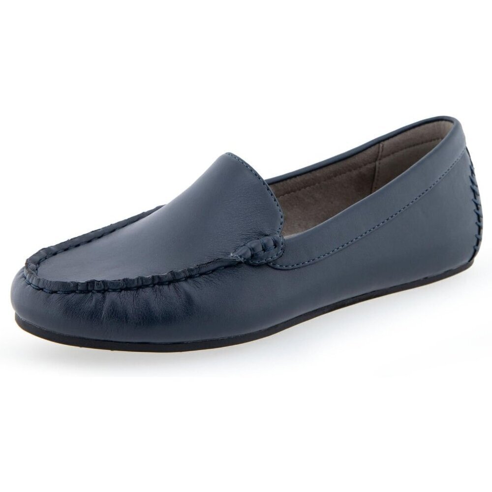 Aerosoles Womens Blue Navy Pu losed Rounded Toe Over Drive Flats Loafer